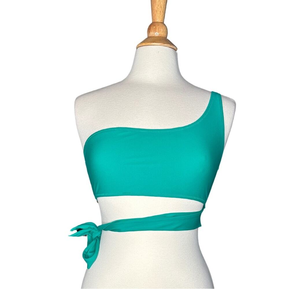 Missguided NWT Green One Shoulder Tie Up Detail Swim Top P11